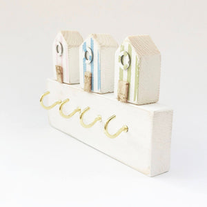 Key Holder for Wall with Wooden Beach Huts Beach Hut Decor