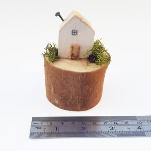 Decorative House on a Natural Wood Log Wood Gifts for Her