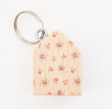 Load image into Gallery viewer, Keychain Cottage with Floral Reverse Pink Keyring Wooden House Keyring