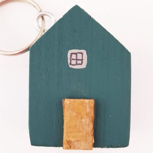 Little Wooden House Keyring Gift for New Home