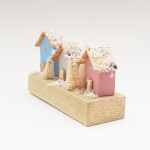 Wooden Cottages with Snow Christmas Decor