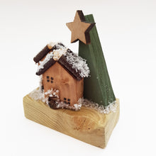 Load image into Gallery viewer, Tiny Wood Log Cabin Christmas Decoration Rustic Christmas Ornaments Wooden Christmas Decor Christmas Scene Rustic Holiday Decor Wood Decor