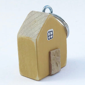 Yellow House Keychain Wood