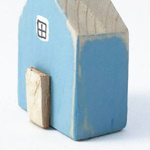 Wooden Magnets Tiny Wood House for Magnetic Board or Fridge Blue Magnet