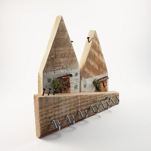 Rustic Wooden Cottages Key Holder for Wall - Painted in a colour of your choice