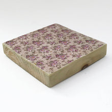 Load image into Gallery viewer, Pink Floral Wood Coaster Set