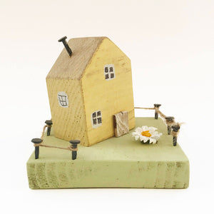 Wooden Cottage Painted Wood Ornaments Wood Gift - Painted in a colour of your choice