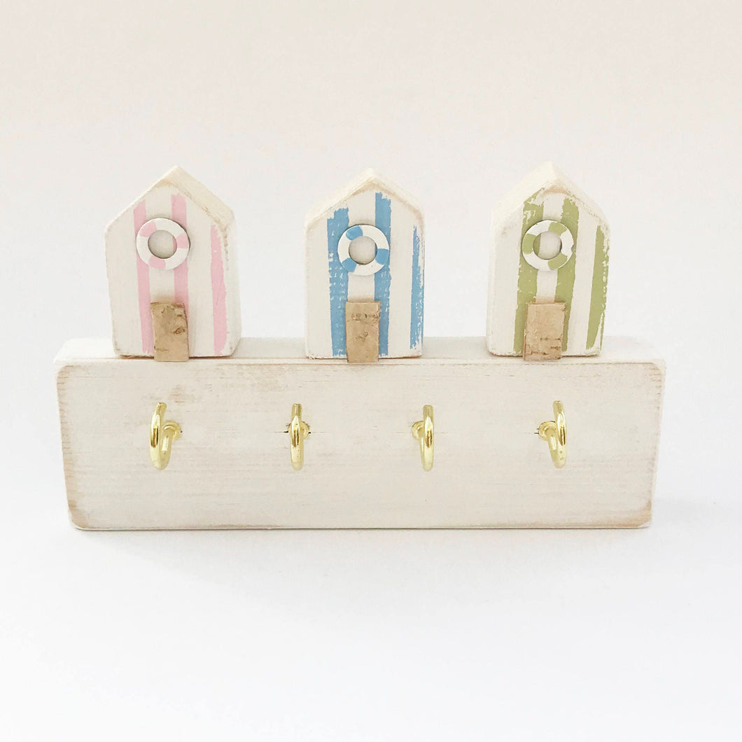 Key Holder for Wall with Wooden Beach Huts Beach Hut Decor