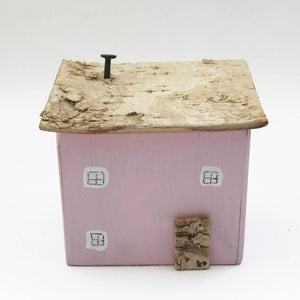 Pink House Handcrafted Miniature Wooden Houses Pink Ornaments