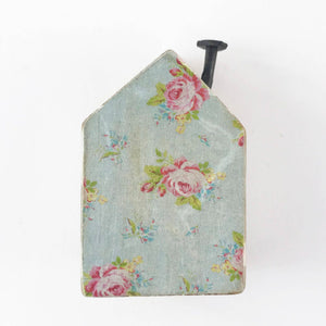 Miniature House with Floral Decoupage Reverse Wooden Ornaments Wooden Gifts