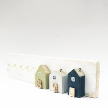 Load image into Gallery viewer, Pallet Wood Key Rack, Key Holder with Miniature Houses, Wooden Key Hooks, Key Holder for Wall, Key Hook, Key Hanger, Wooden Key Holder, Keys