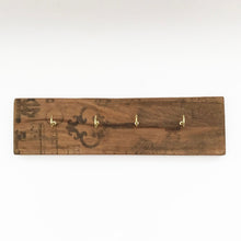 Load image into Gallery viewer, Wooden Key Holder with Vintage Style Key Prints Wood Decor