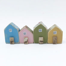 Load image into Gallery viewer, Tiny Row of Wooden Houses Mini Wooden House Ornaments Unique Gift for Her