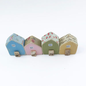 Tiny Row of Wooden Houses Mini Wooden House Ornaments Unique Gift for Her