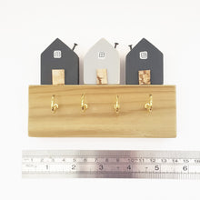 Load image into Gallery viewer, Wooden Key Holder for the Wall with Little Wooden Houses