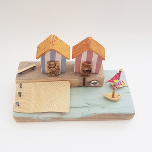 Wooden Coastal Art Nautical Miniatures Beach Hut Ornaments