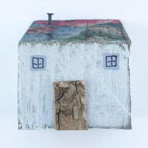 Wooden Painted House Reclaimed Wood Ornament Handmade Gift