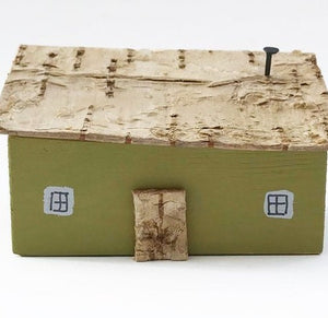 Miniature House Green Wooden Decor Home Ornaments