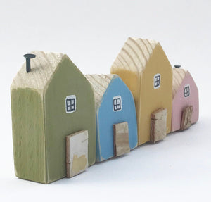 Tiny Painted Houses Wooden Houses Ornament