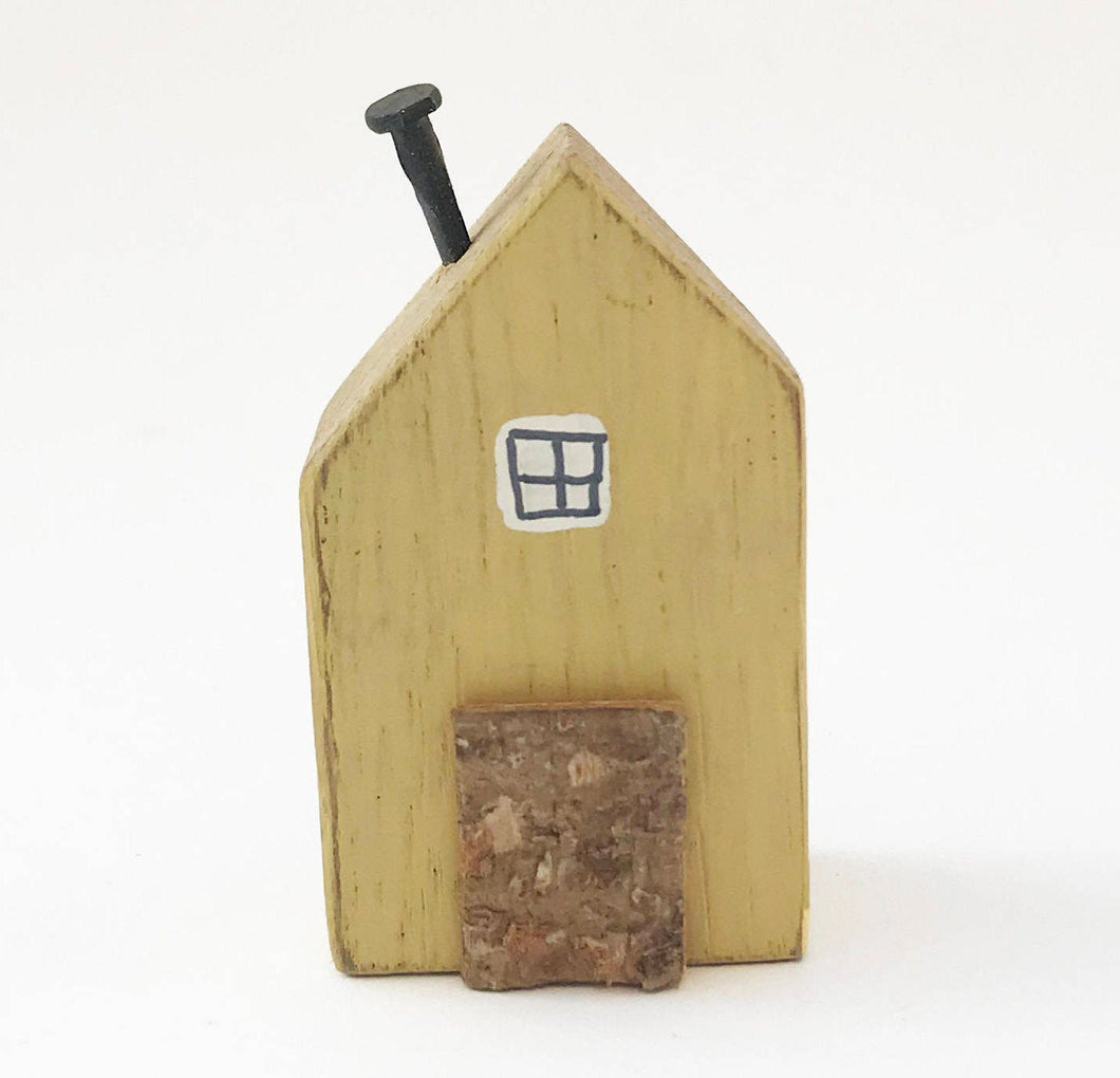Wooden Tiny House with Butterfly Pattern on reverse Shelf Ornaments Decor