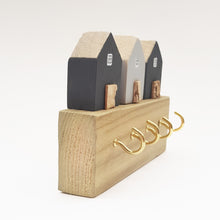 Load image into Gallery viewer, Wooden Key Holder for the Wall with Little Wooden Houses