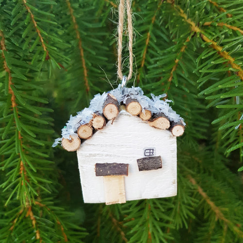 Tiny Log Cabin Christmas Ornaments Handmade