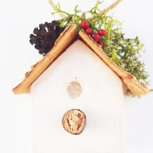 Load image into Gallery viewer, Christmas Tree Decoration Tiny Bird House Rustic Holiday Decor Order in a colour of your choice