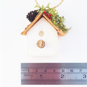 Christmas Tree Decoration Tiny Bird House Rustic Holiday Decor Order in a colour of your choice