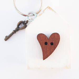 Wood Keychain House Keyring New Home Gift Wooden Gifts - Painted in a colour of your choice