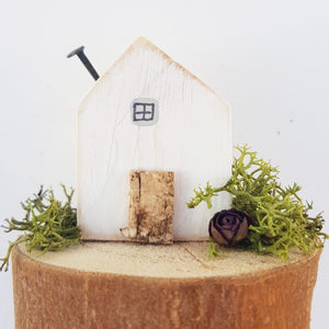 Decorative House on a Natural Wood Log Wood Gifts for Her