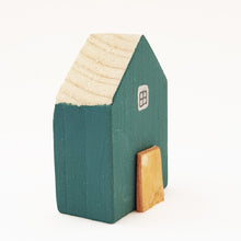 Load image into Gallery viewer, Miniature Wood House Small Ornaments Teal Ornaments Wooden Gift