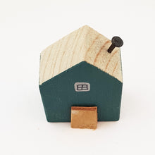 Load image into Gallery viewer, Miniature Wood House Small Ornaments Teal Ornaments Wooden Gift