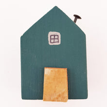 Load image into Gallery viewer, Miniature Wood House Small Ornaments Teal Ornaments Wooden Gift