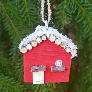 Log Cabin Ornament Wooden Christmas Tree Ornaments Holiday Decor