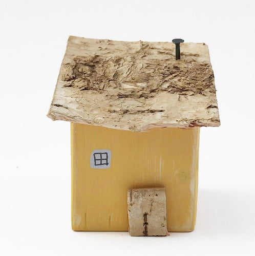 Wood Miniature House Yellow Home Accents