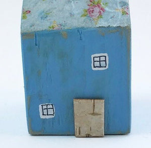 Blue House Wooden Cottages Blue Ornaments Small Wooden Gifts