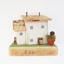 Load image into Gallery viewer, Wooden Cottage House Ornament Personalized Gift - Painted in a colour of your choice - Add a Name or House Number