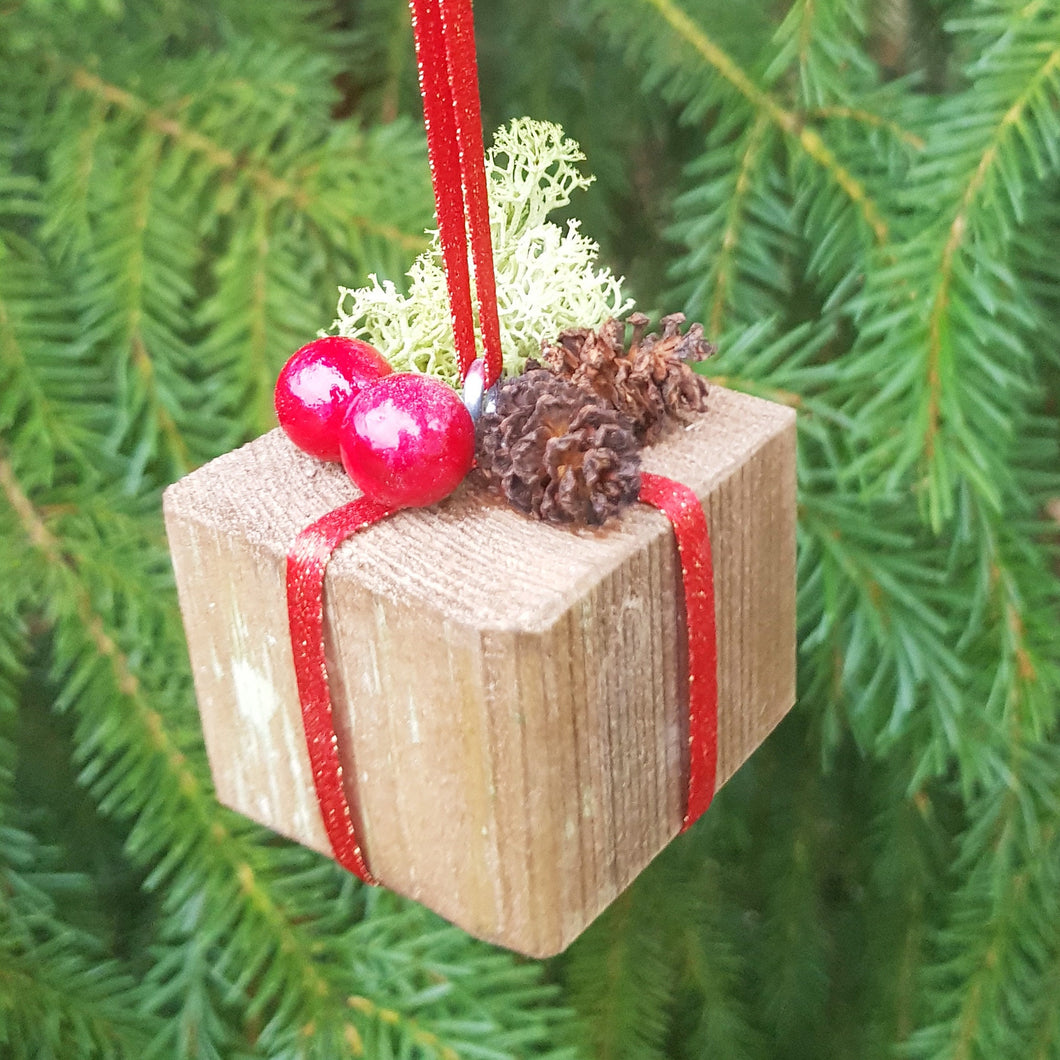 Miniature Present Christmas Tree Ornaments Rustic Holiday Decor