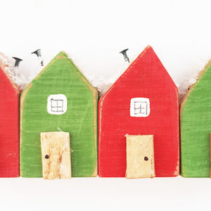 Wooden Houses Christmas Ornaments