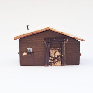 Rustic Wooden Log Cabin Cabin Christmas Ornament