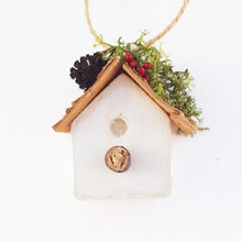 Load image into Gallery viewer, Christmas Tree Decoration Tiny Bird House Rustic Holiday Decor Order in a colour of your choice