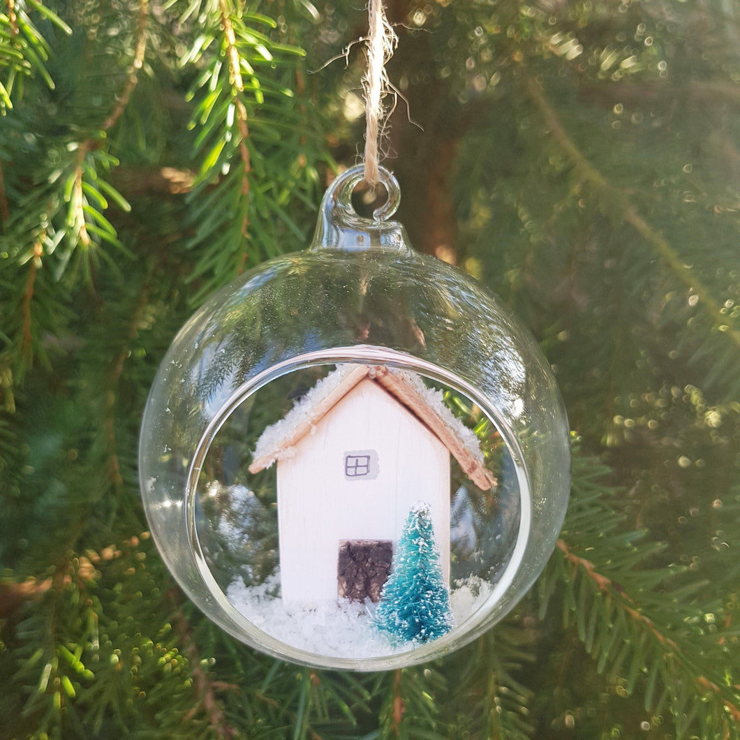Christmas Scene Bauble Snow Scene Christmas Tree Rustic Decor - Can be made in a colour of your choice