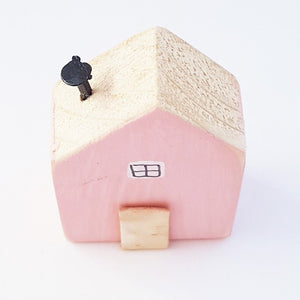 Pink Wood House with Floral Pattern on Reverse Wood Gifts