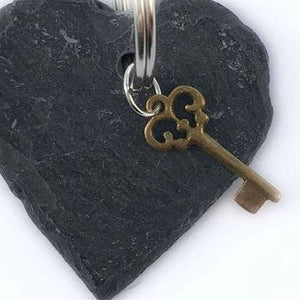 Heart Key Chain Slate Keyrings Small Gifts