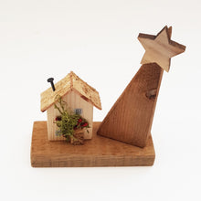 Load image into Gallery viewer, Tiny Wooden House with Tree Christmas Ornaments