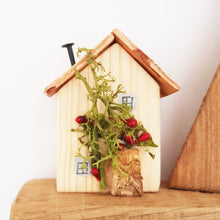 Load image into Gallery viewer, Tiny Wooden House with Tree Christmas Ornaments