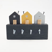 Load image into Gallery viewer, Key Holder with Grey and Yellow Wooden Houses Key Holder for Wall Key Hook Key Rack Wall Key Holder Home Wooden Key Holder Grey Home Decor
