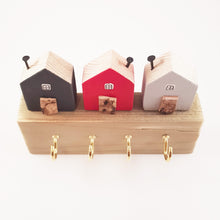 Load image into Gallery viewer, Grey and Red Wooden Key Holder Wood Key Holder for Wall Key Hooks Wooden Key Hanger Key Rack Wooden House Key Hook for Wall Home Wall Hooks