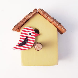 Bird House Magnet Wood Fridge Magnets Yellow Kitchen Accessories Handmade Gifts