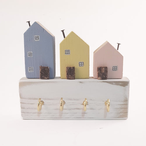 Pastel Wooden Houses Key Rack for Wall Key Holder Key Hook Key Rack Hooks Rack Hooks Wall Wooden Key Organiser Key Hook House Wooden Hooks